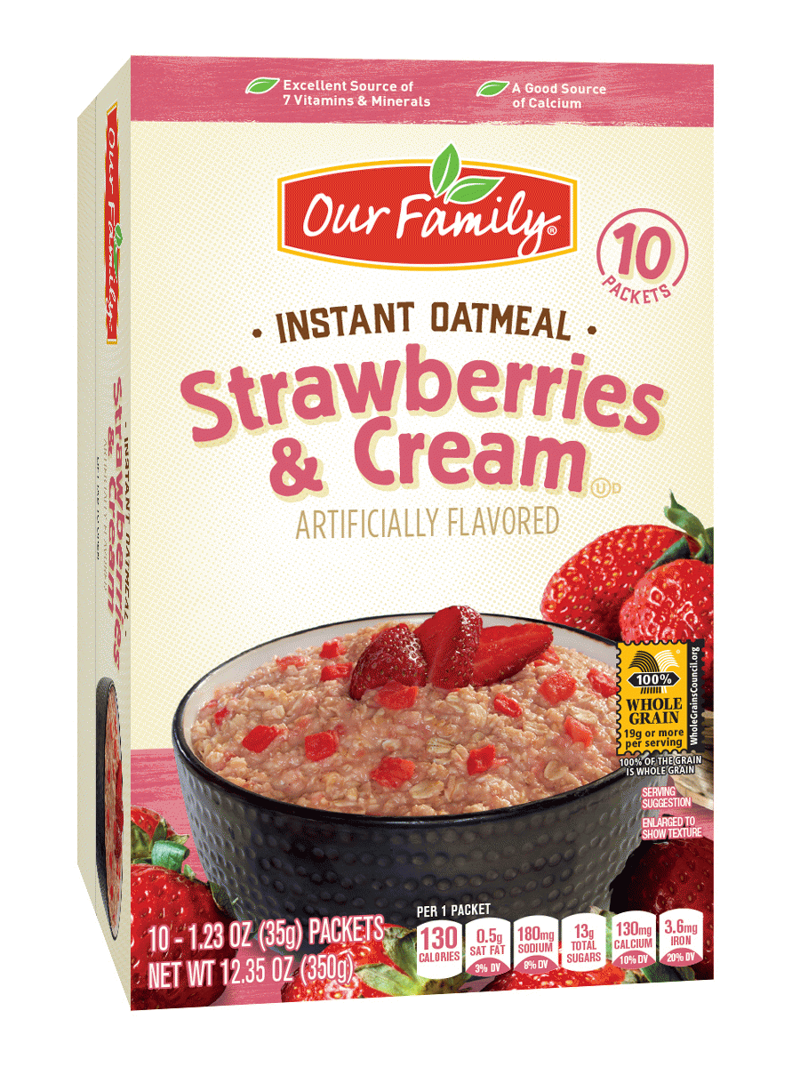 Our Family  instant oatmeal strawberries 'n cream, 10-packets Full-Size Picture